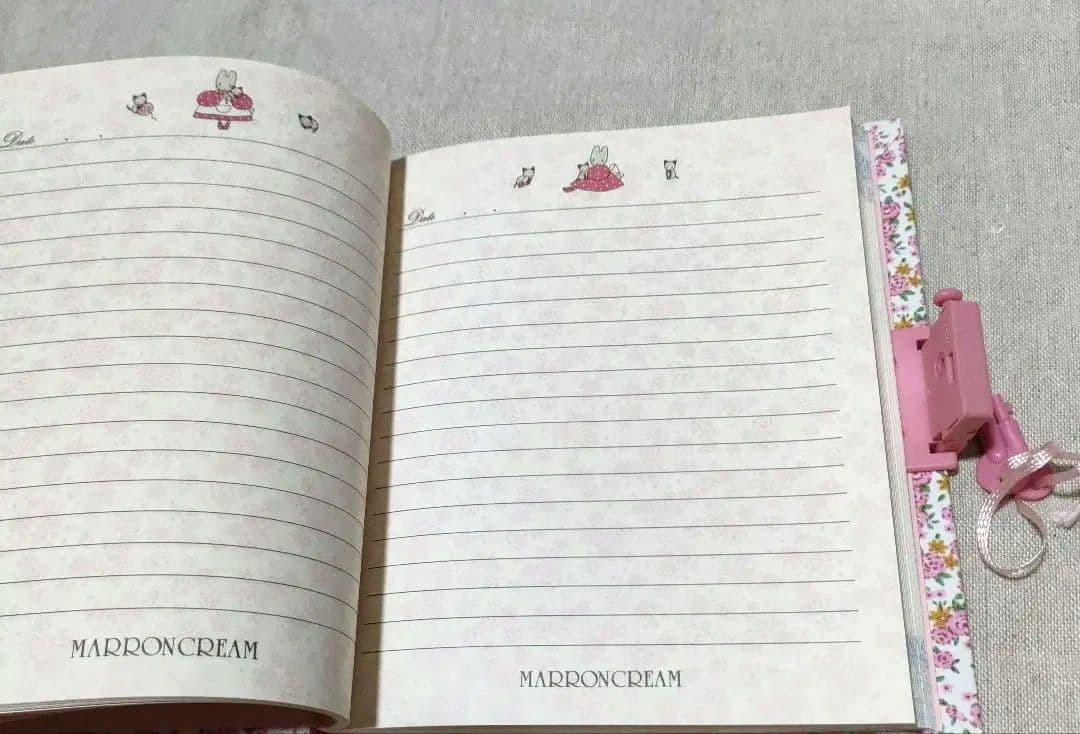 ❗️平成 レトロ マロンクリーム 鍵付き ハードカバーノート 1993年