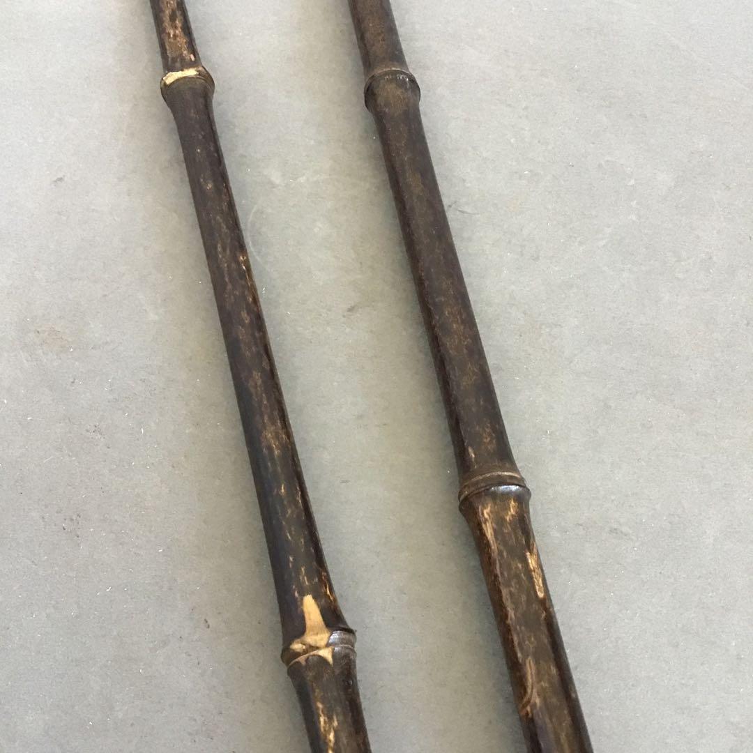 茶道具　掛軸掛け　矢羽津(矢筈)　黒竹　2段組み　金具付　紙箱　S1049KK