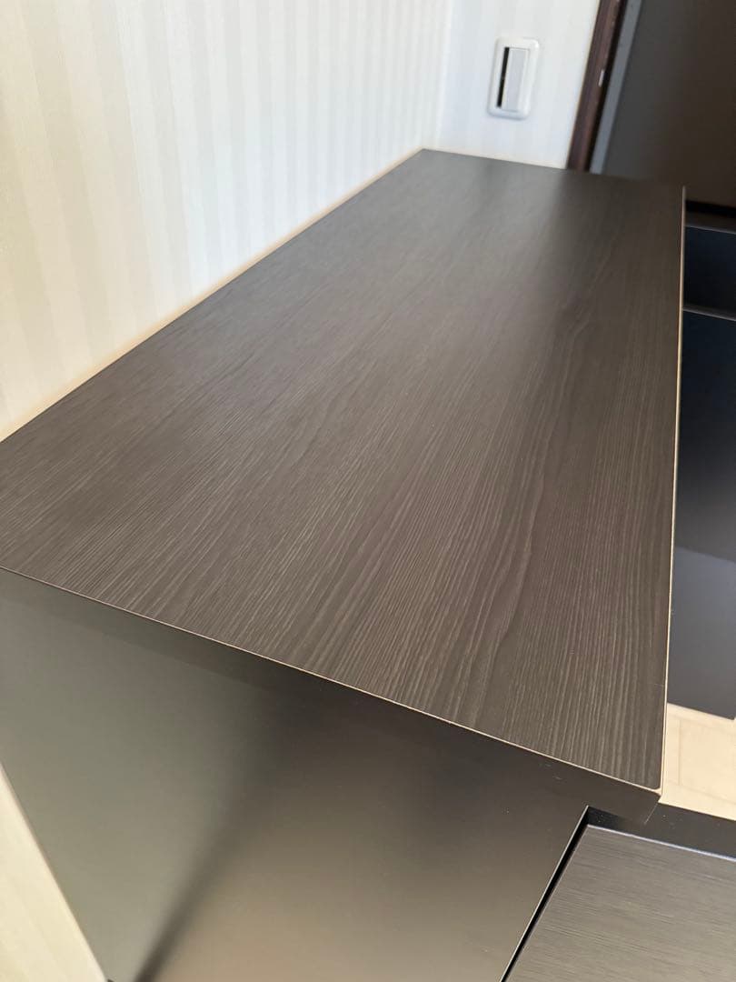 【まめちゃん】リビングキャビネット 日本製 木製 スチール脚付 配線穴付