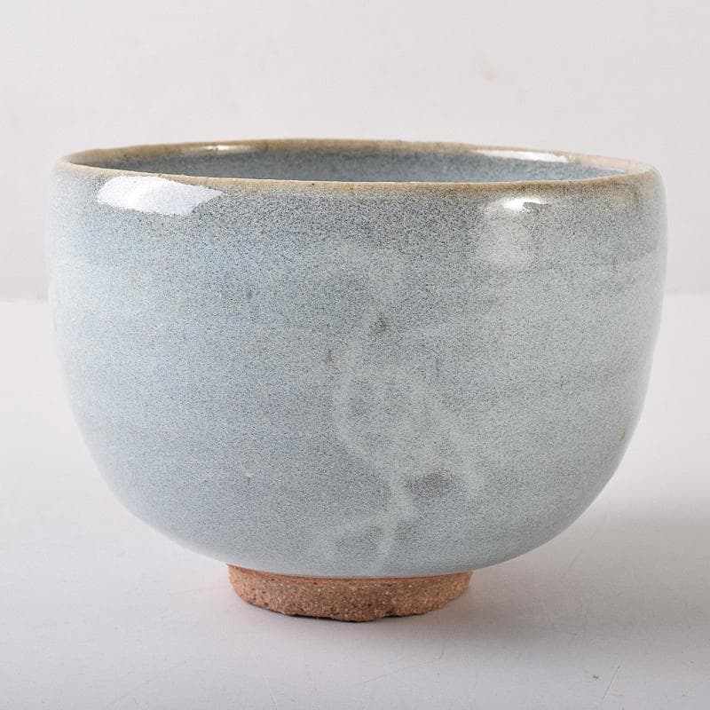 茶道具　木村盛伸作　灰釉立鶴　茶碗　共布共箱　C　R8708