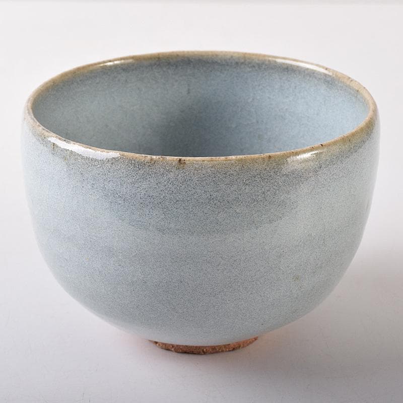 茶道具　木村盛伸作　灰釉立鶴　茶碗　共布共箱　C　R8708