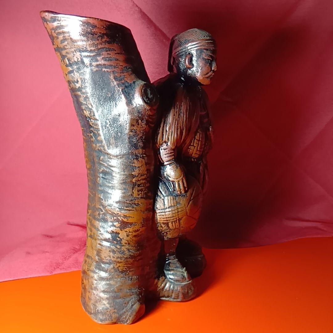 備前焼　骨董　珍品　児島高徳　小島高徳　花入　筆筒　人形