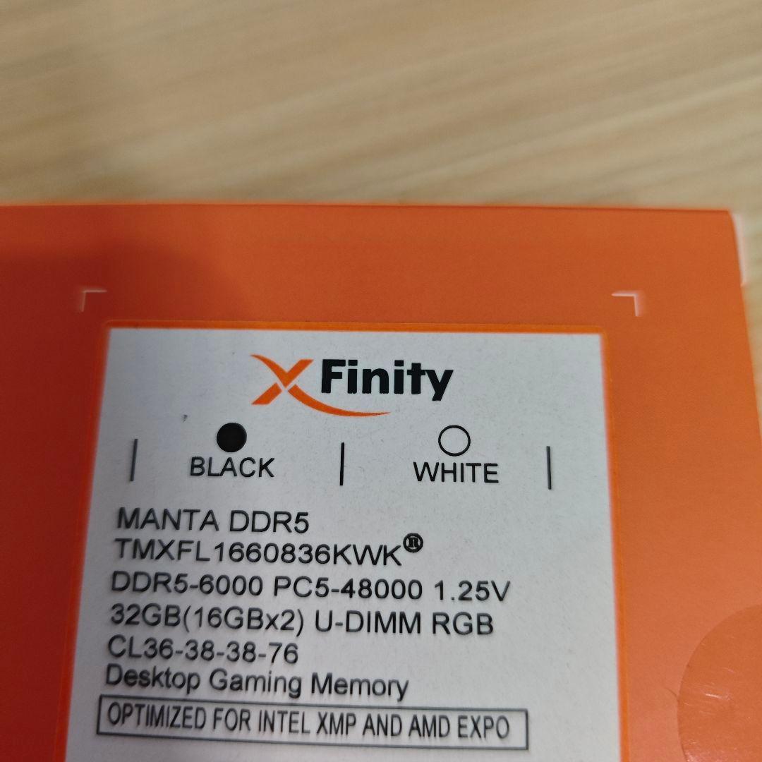 新品 PC5-48000 DDR5 6000 32GB　X Finity @