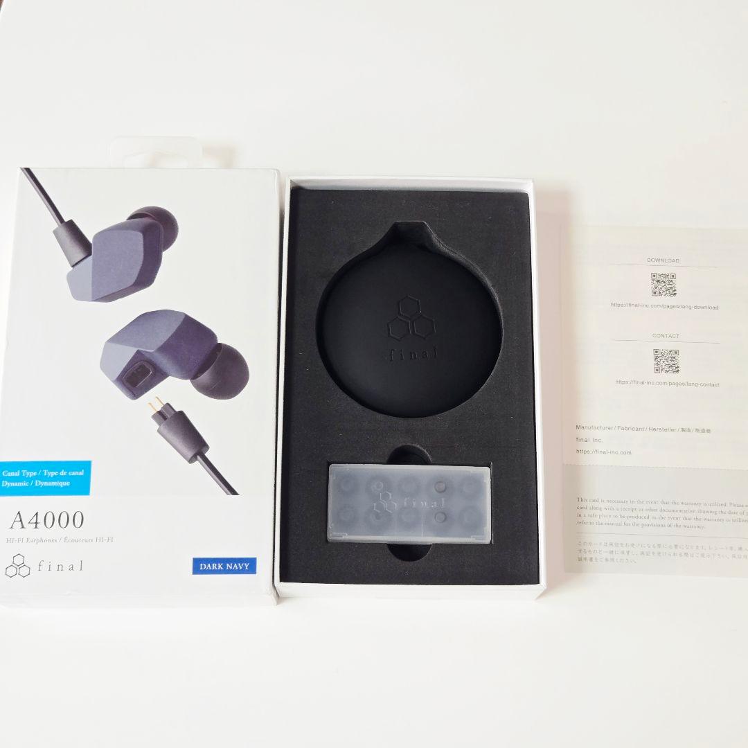 【ほぼ新品】final A4000 ダークネイビー イヤホン 有線イヤホン