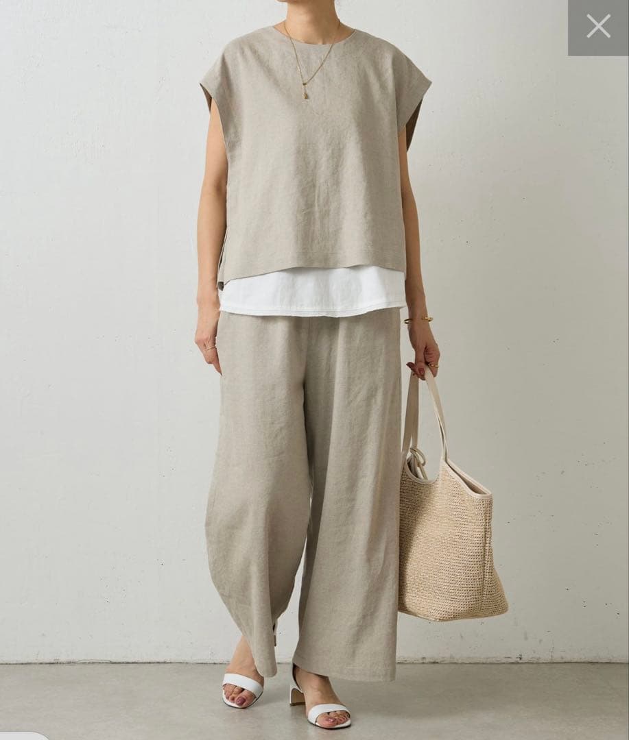 未使用タグ付 ビアズリー シャツタンク タンクトップ キャミソール ライトグレー