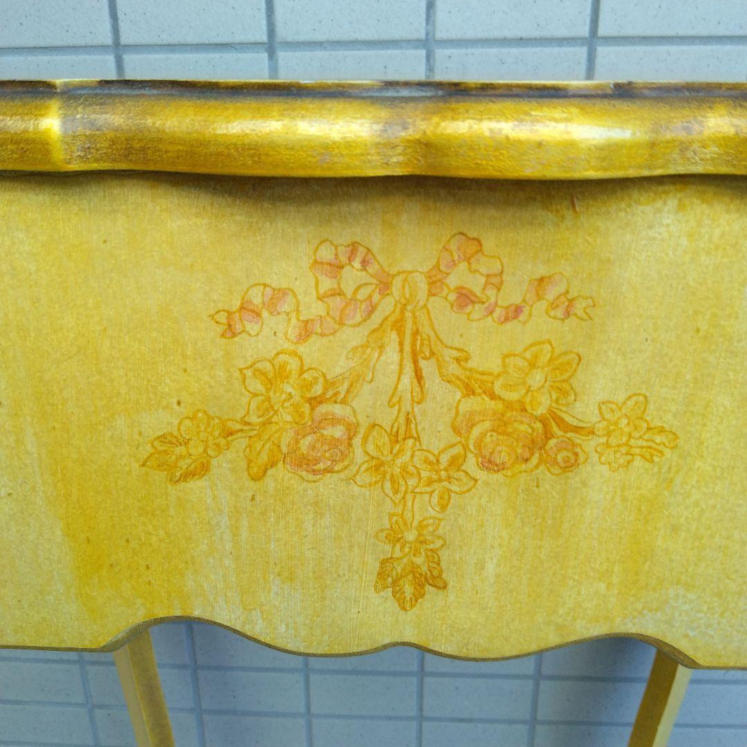 ハンドメイド　トールペイント　猫脚コーヒーテーブル　アンティーク調