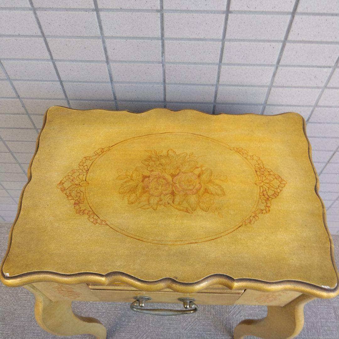 ハンドメイド　トールペイント　猫脚コーヒーテーブル　アンティーク調