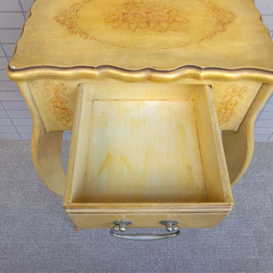 ハンドメイド　トールペイント　猫脚コーヒーテーブル　アンティーク調