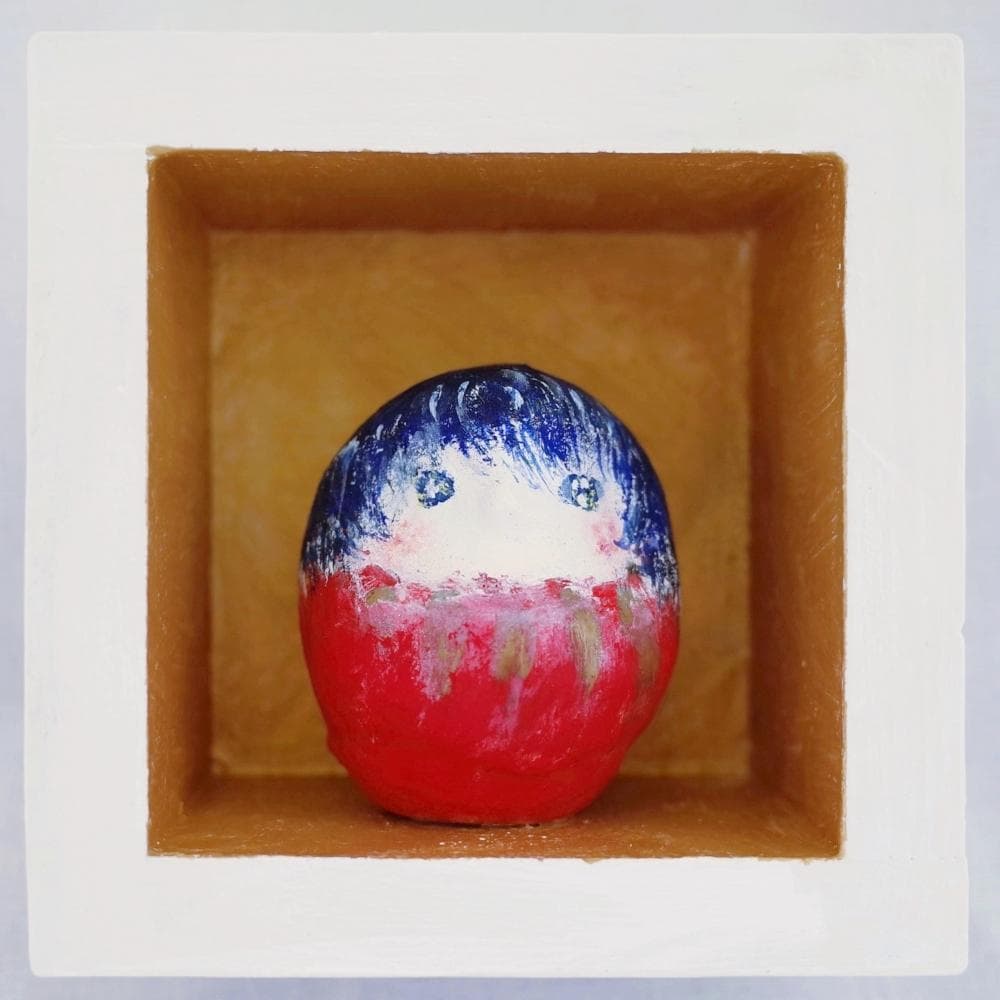 内野隆文　だるま姫　オブジェ　立体作品　ヴィンテージ達磨・枡　現代アート　彫刻