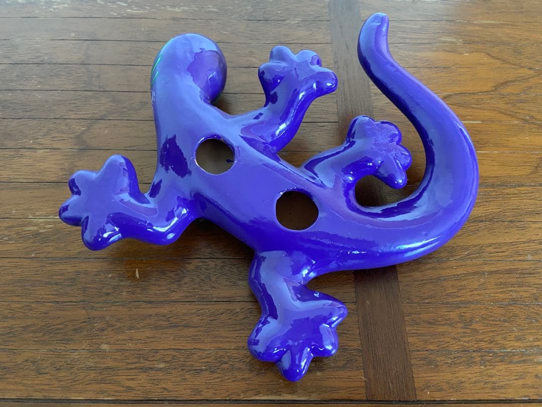 メキシコ オアハカ カラフルなトカゲ型陶器