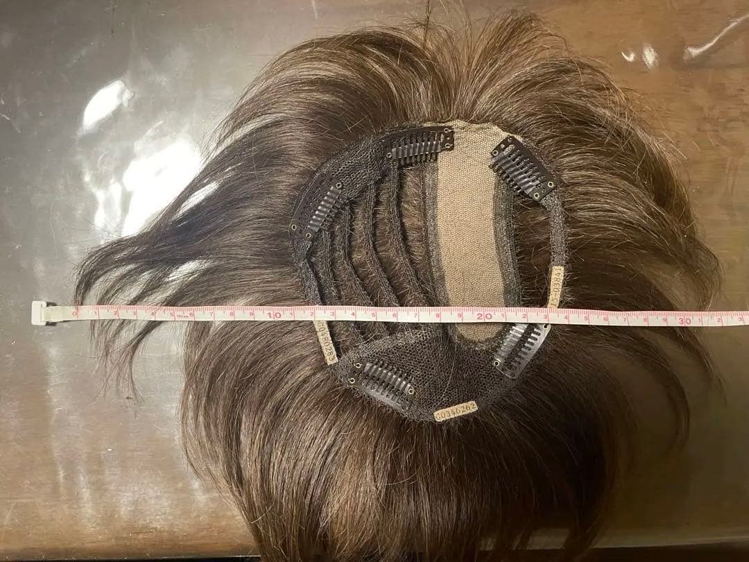 お値下げ❣️アートネイチャー左分け人毛100ショート頭頂部ウイッグ自然なブラウン