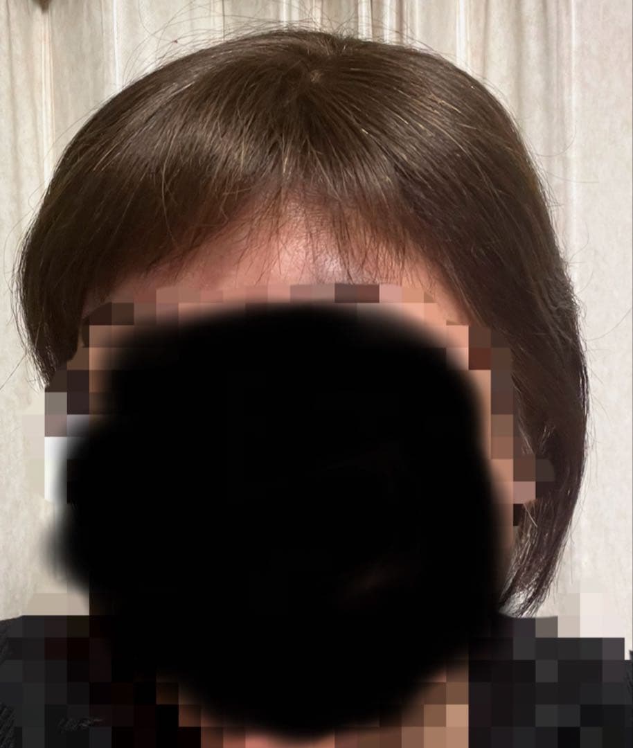 お値下げ❣️アートネイチャー左分け人毛100ショート頭頂部ウイッグ自然なブラウン