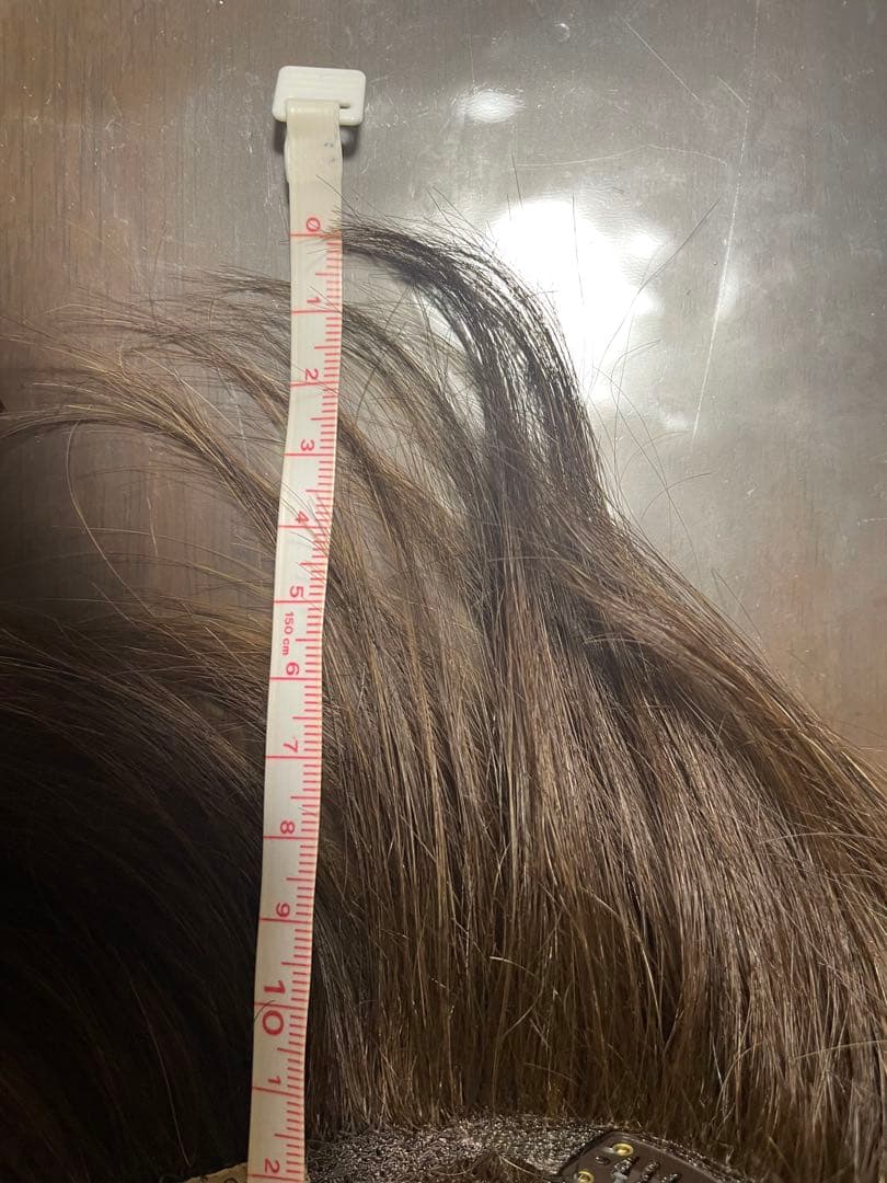 お値下げ❣️アートネイチャー左分け人毛100ショート頭頂部ウイッグ自然なブラウン