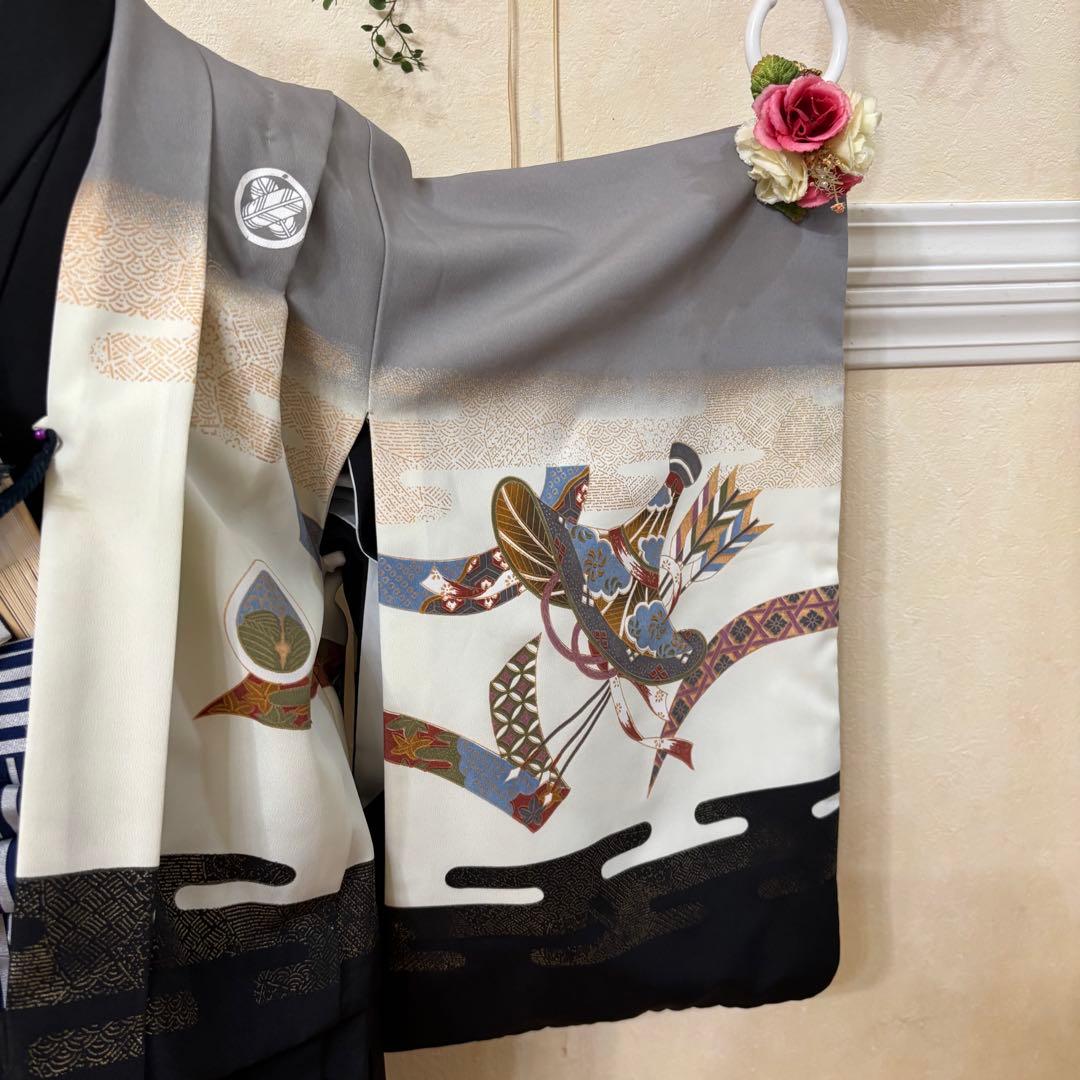 七五三五歳‼️男の子 袴 着物 小物付き 完全️フルセット‼️お家から揃えなし 秀品‼️