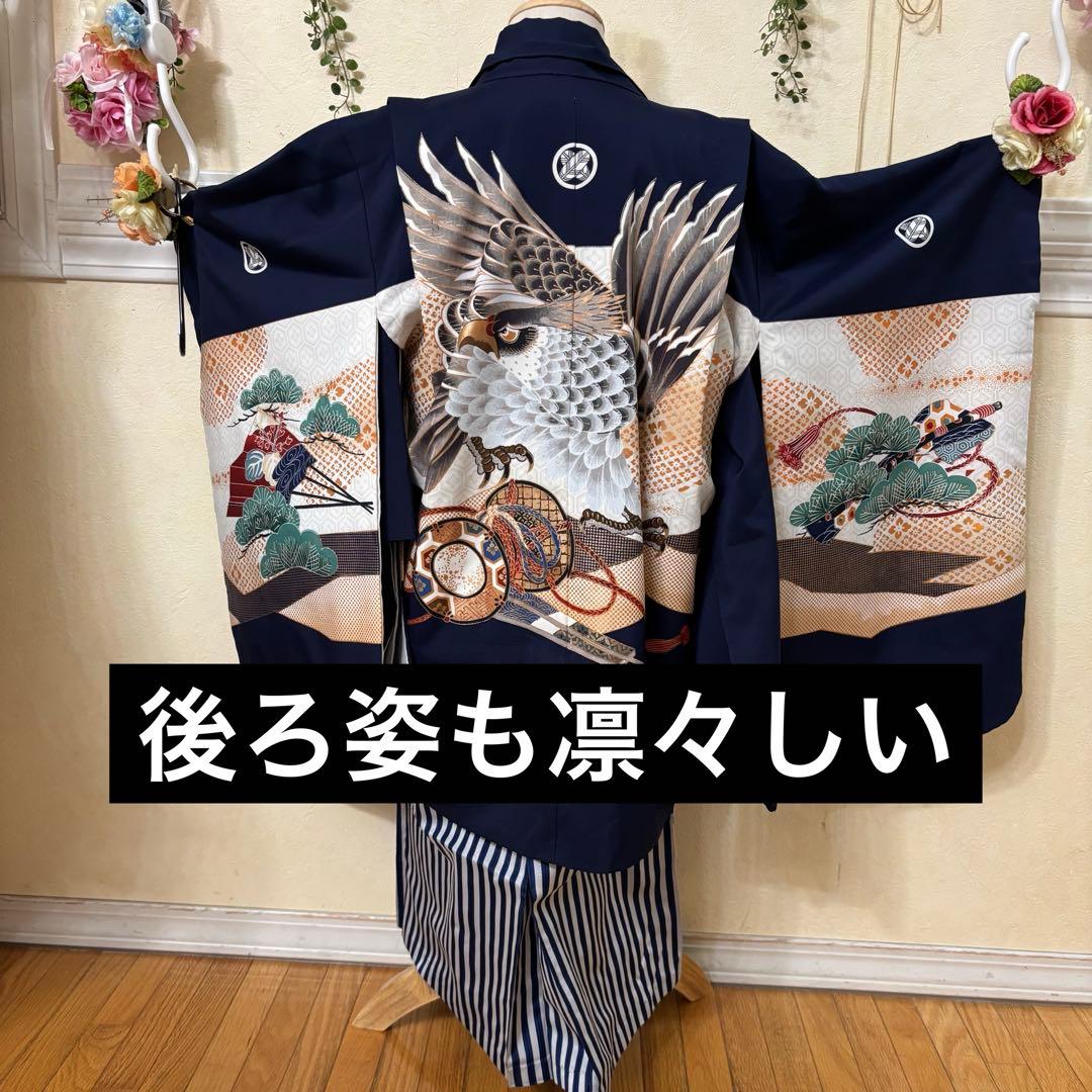 七五三五歳‼️男の子 袴 着物 小物付き 完全️フルセット‼️お家から揃えなし 秀品‼️