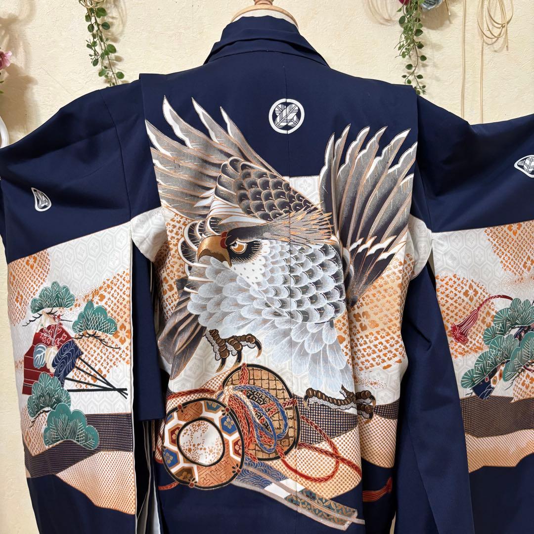 七五三五歳‼️男の子 袴 着物 小物付き 完全️フルセット‼️お家から揃えなし 秀品‼️