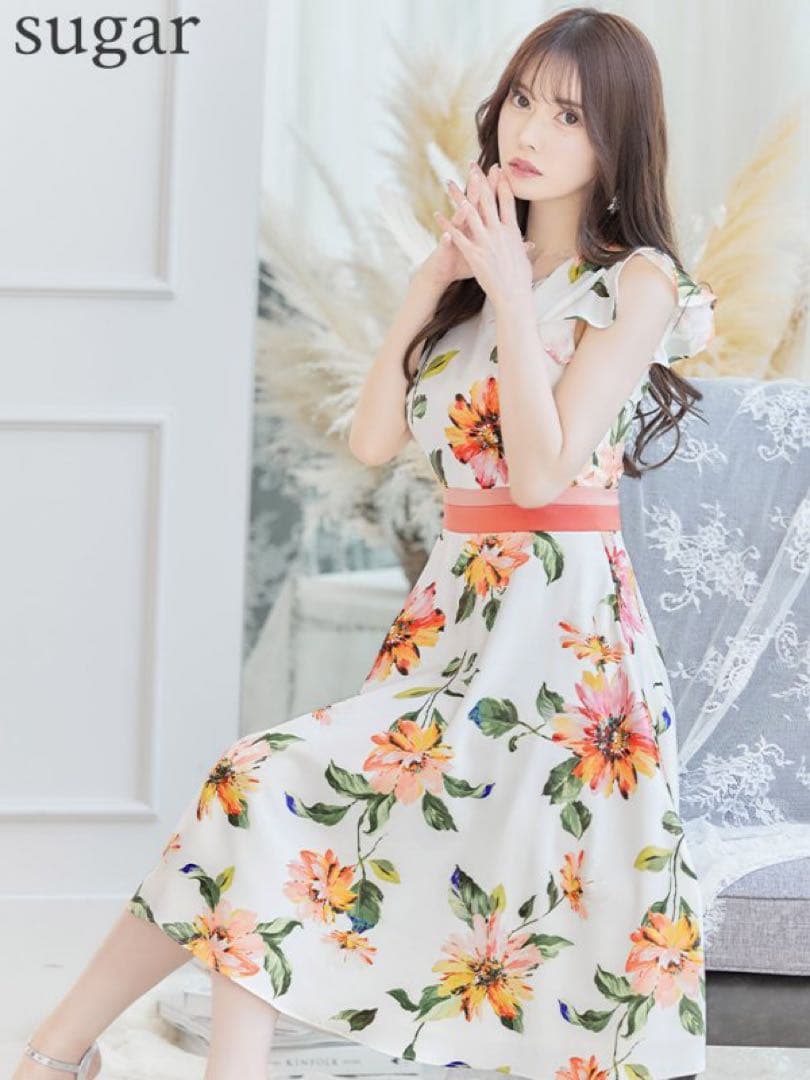 ginza couture 花柄　フレアドレス　0 XS エルケイ　セッタン