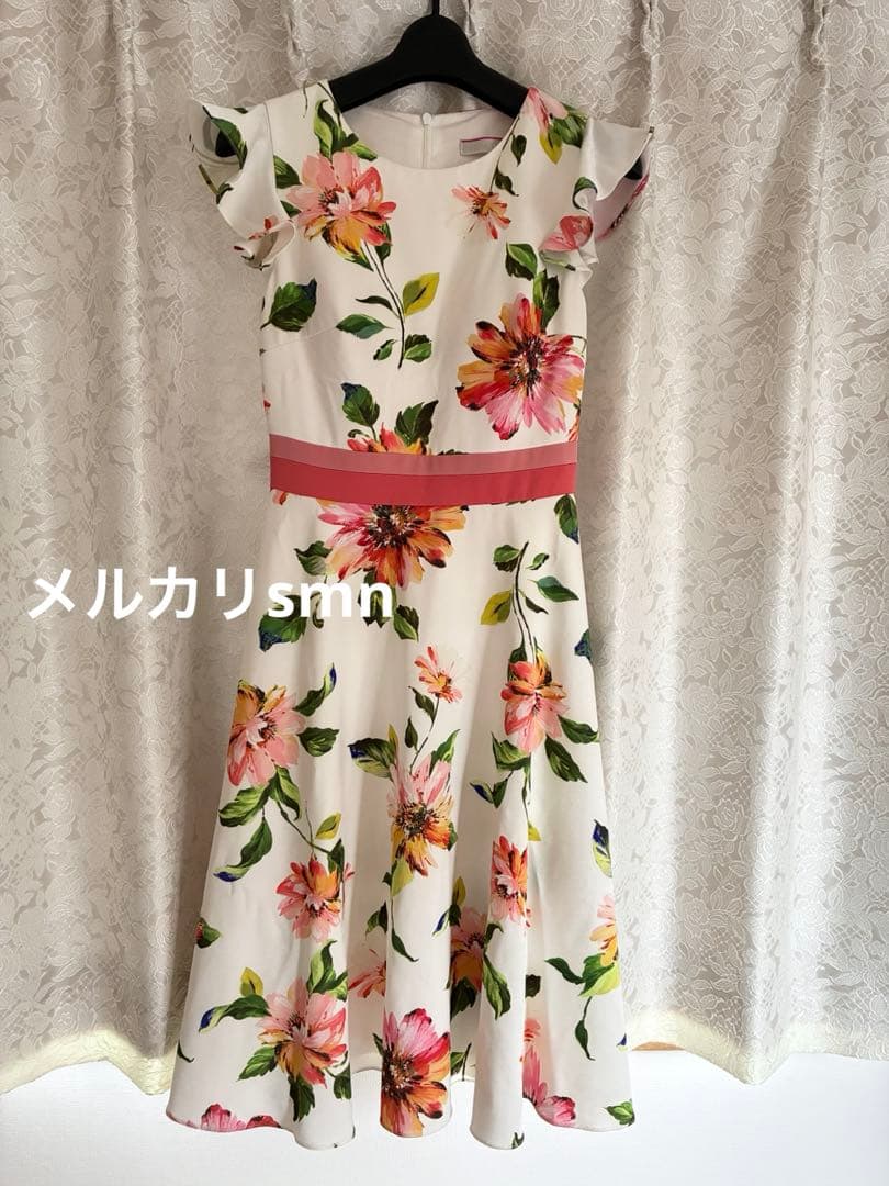 ginza couture 花柄　フレアドレス　0 XS エルケイ　セッタン