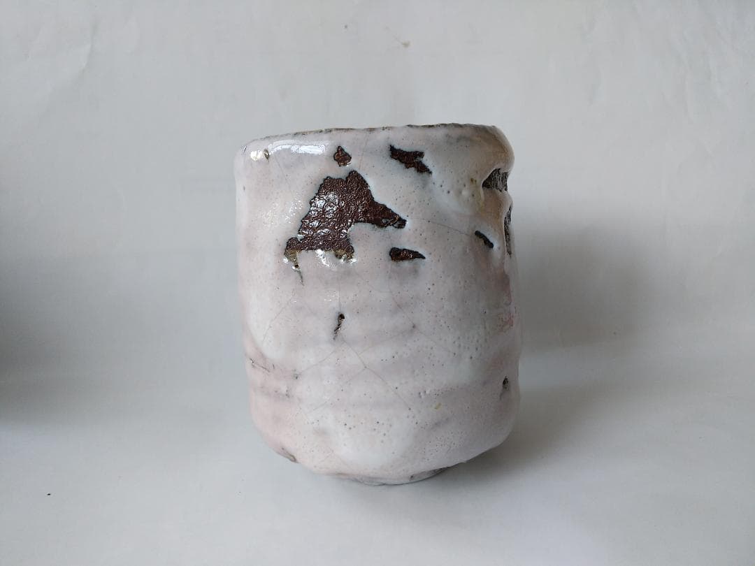 萩焼 茶碗 北浜山 御台場窯 渋谷泥詩 白萩 筒茶碗 共箱 共布 抹茶碗 新品