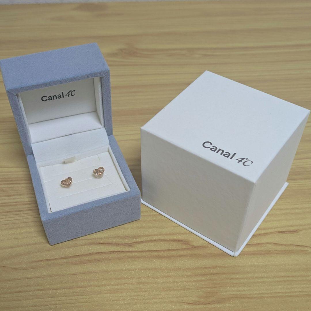カナル4℃　10k ダイアモンドハートモチーフピアス