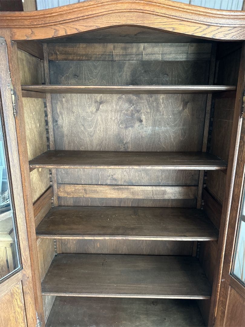 極美品　フランスアンティークガラスキャビネット　イギリスアンティーク　ネコ脚