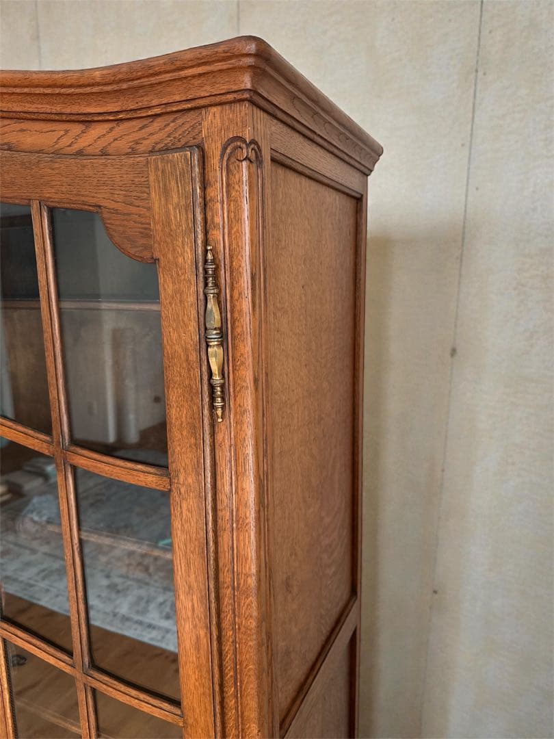 極美品　フランスアンティークガラスキャビネット　イギリスアンティーク　ネコ脚