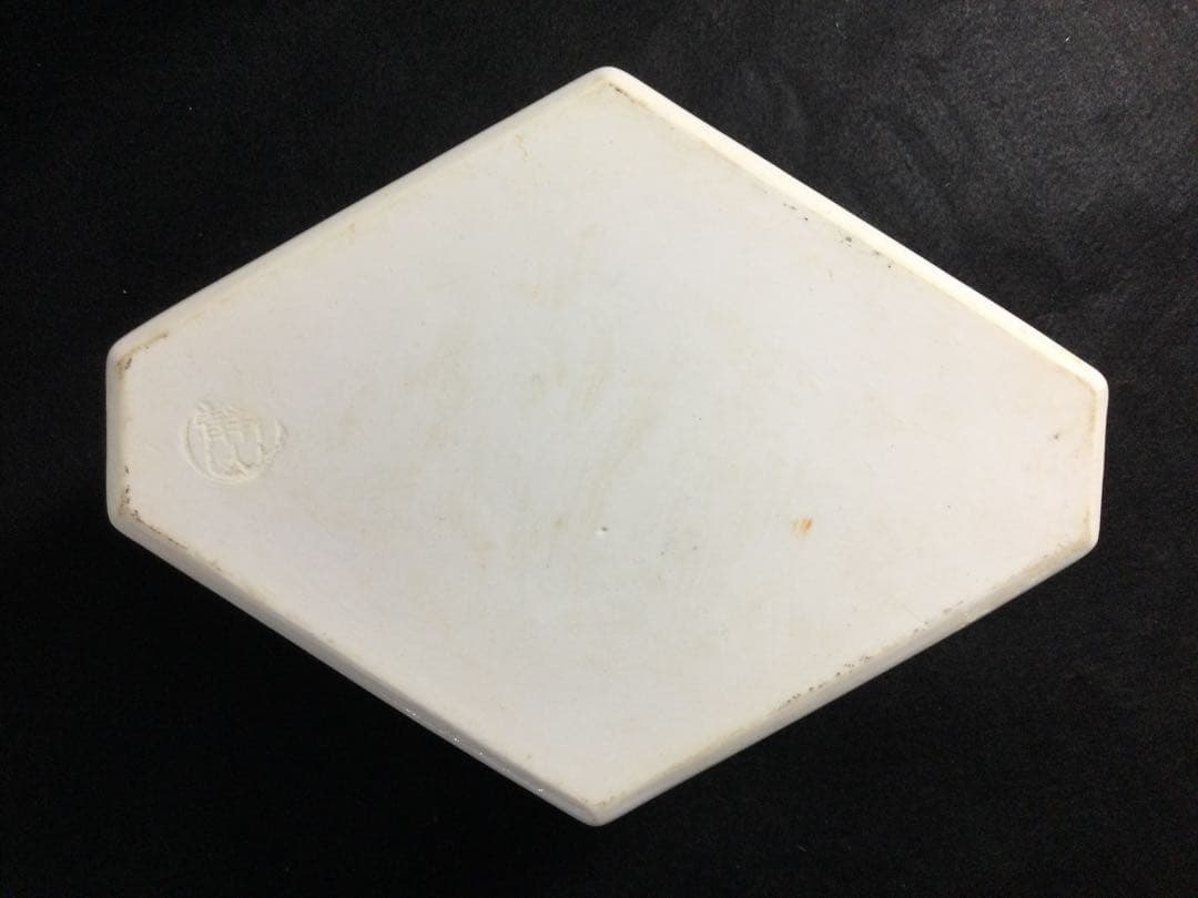 菱馬水指 青染付 富田静山作 茶道具 供箱 L317