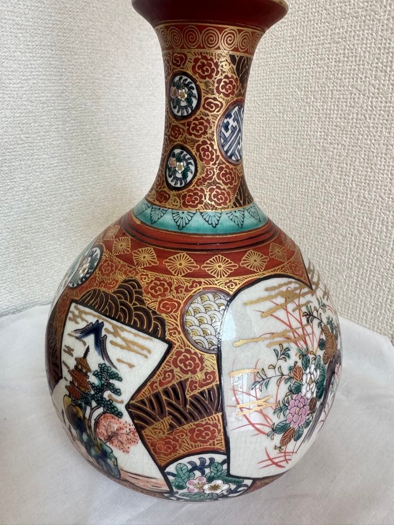 九谷庄三　木米　九谷焼花瓶　アンティーク