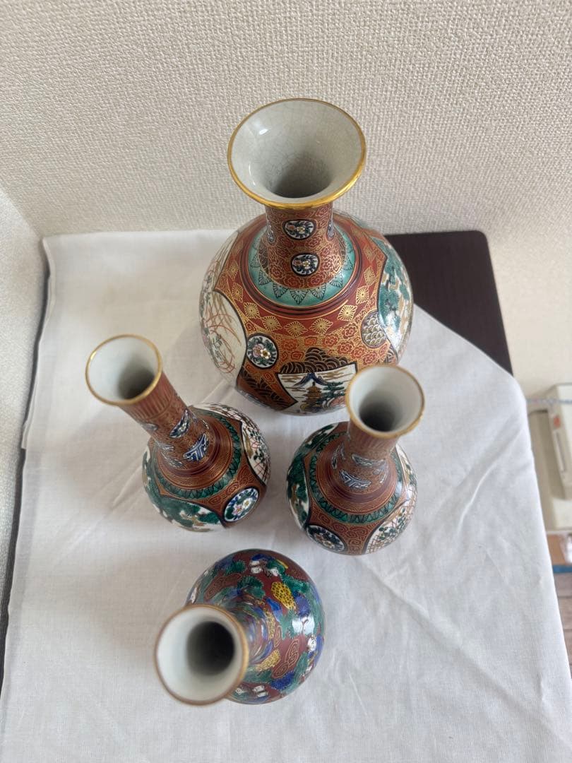 九谷庄三　木米　九谷焼花瓶　アンティーク