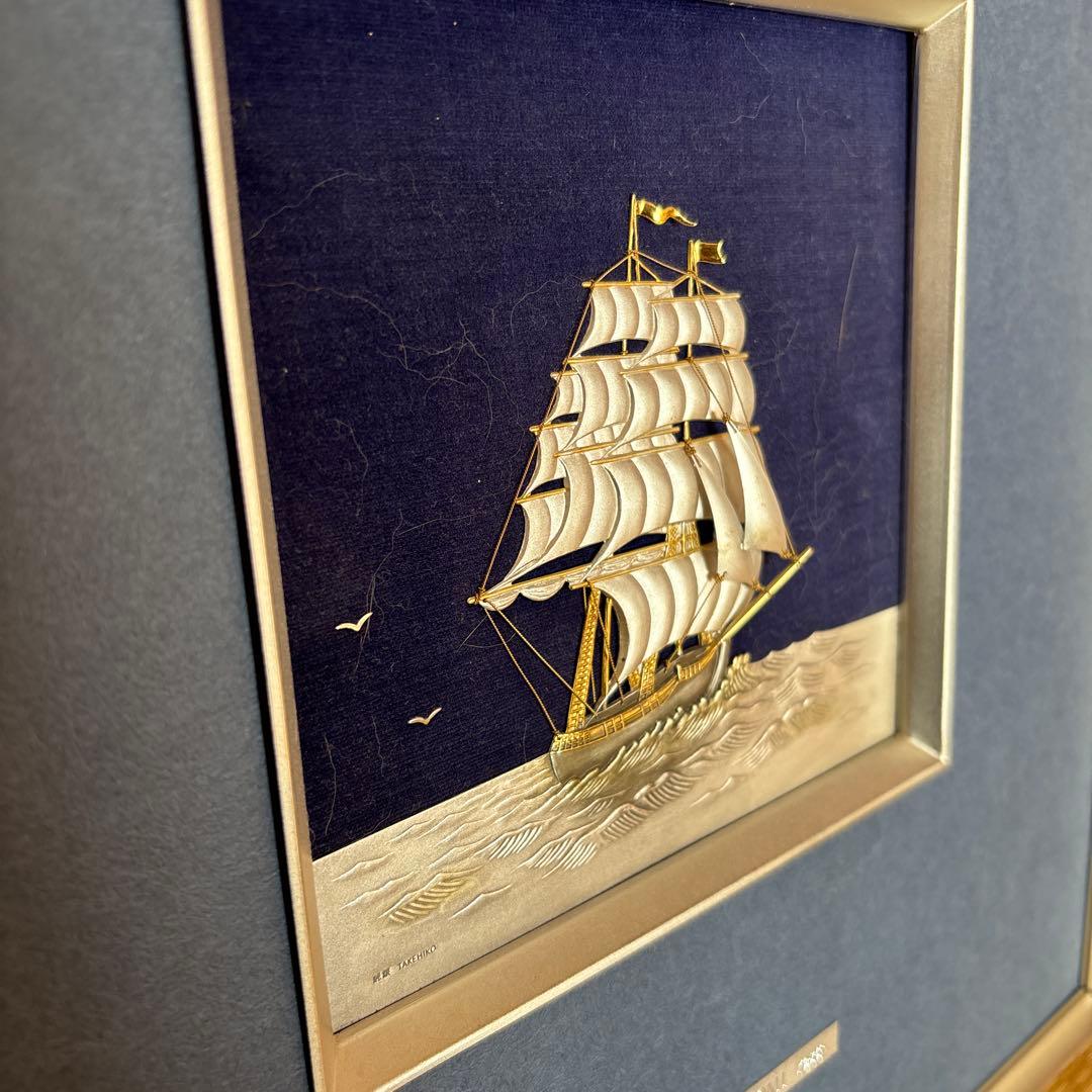 金属美術工芸品TAKEHIKO (武比古作) 帆船　　純銀　silver