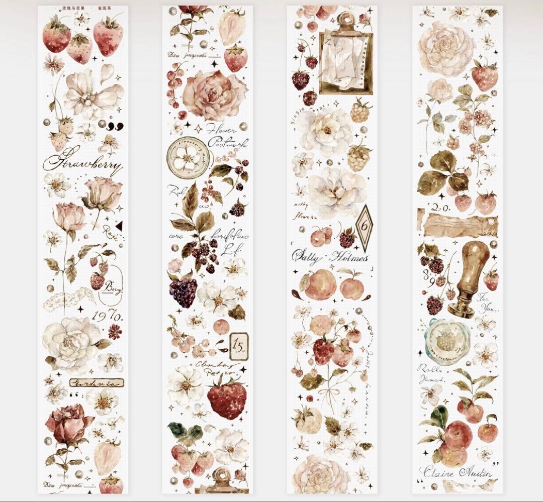 雀斑茶《玫瑰与浆果》海外マスキングテープ　マステ 【1637】