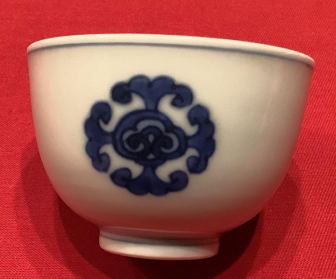 【大丸北峰】茶碗　染付丸紋　10客