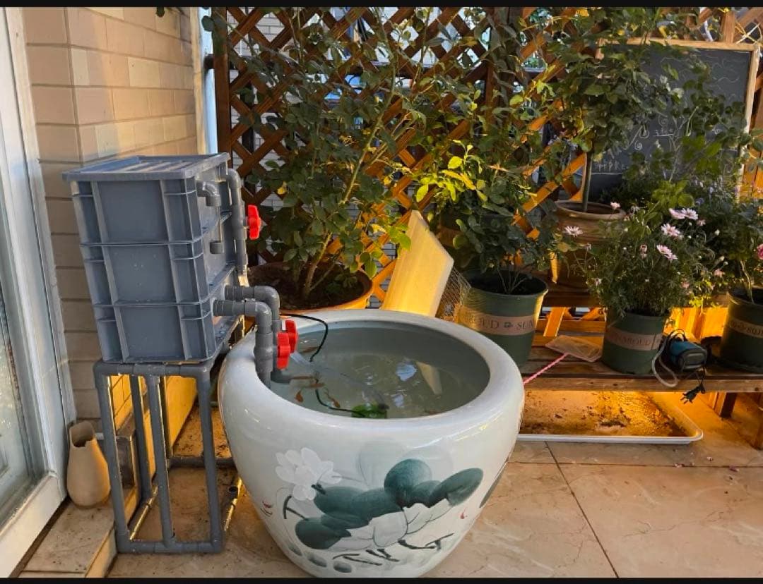 ポンプ1段階ろ材満タン付き三段式万能濾過装置池大型水槽濾過層 フィルター送料込み