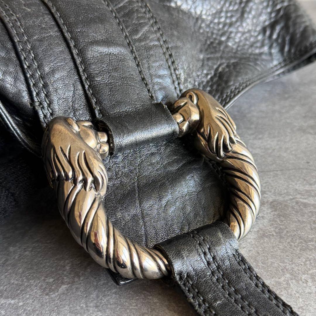 ⭐️ブルガリ⭐️レオーニ ハンドバッグ ライオン金具 ブラック