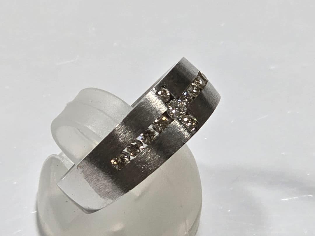 レオダイヤ0.33 K18WG 6.9g 18号 クロスデザイン リング