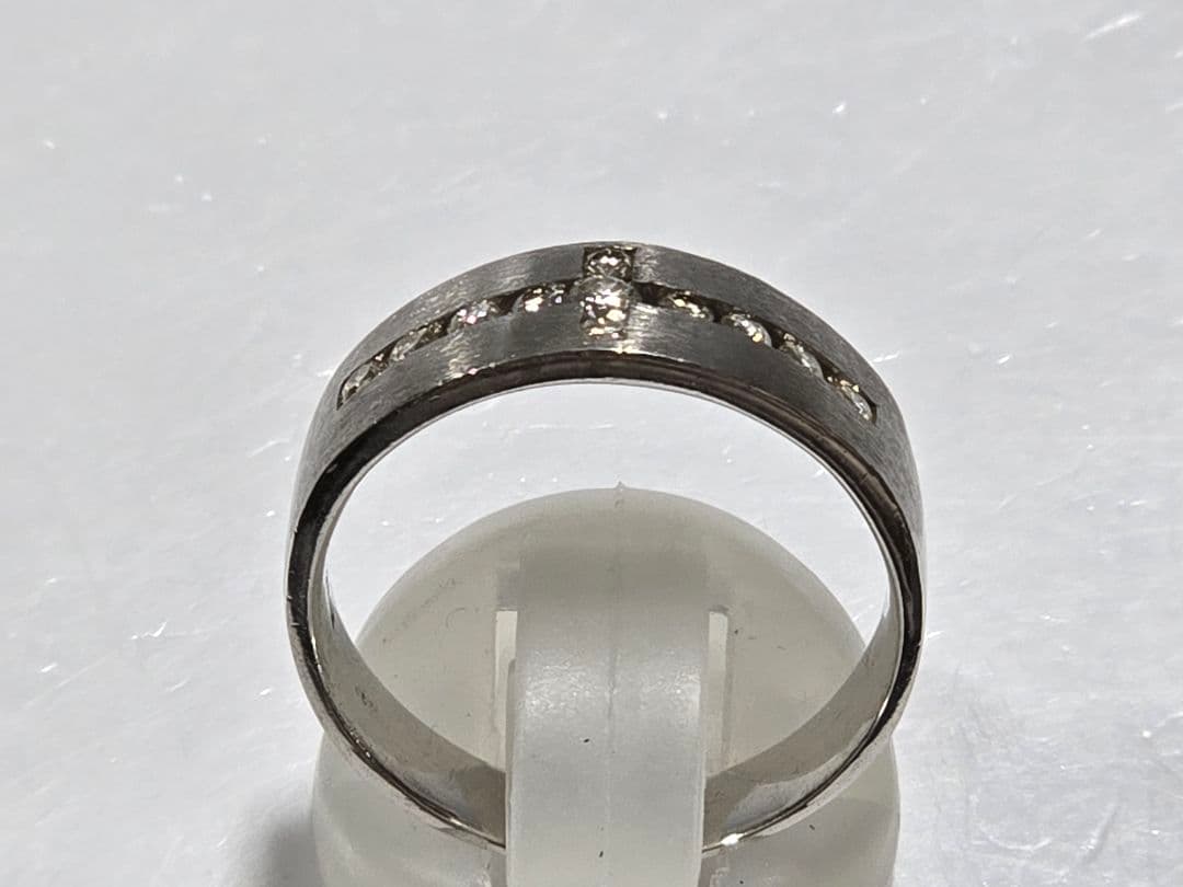 レオダイヤ0.33 K18WG 6.9g 18号 クロスデザイン リング