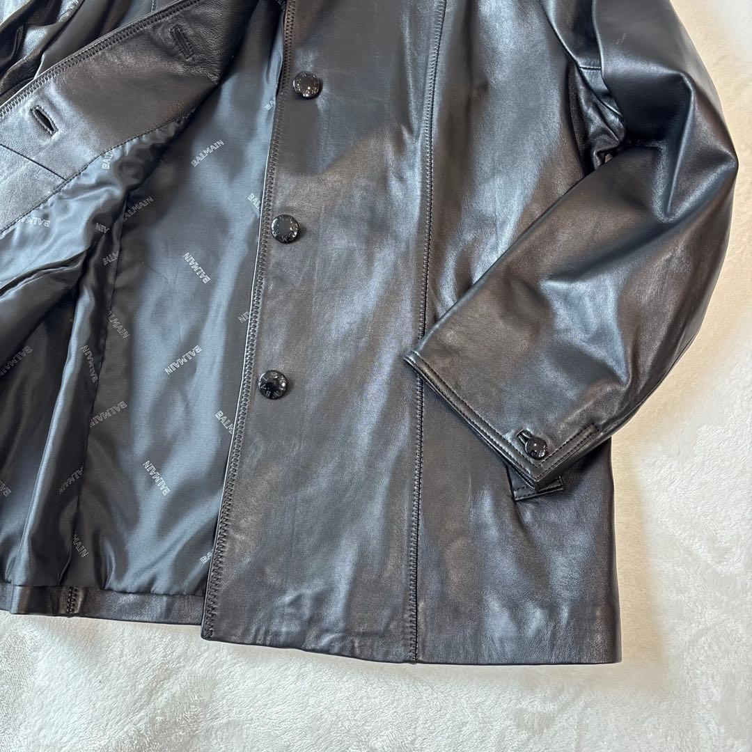 極美品✨BALMAN バルマン レザージャケット ブルゾン ラムレザー 17号