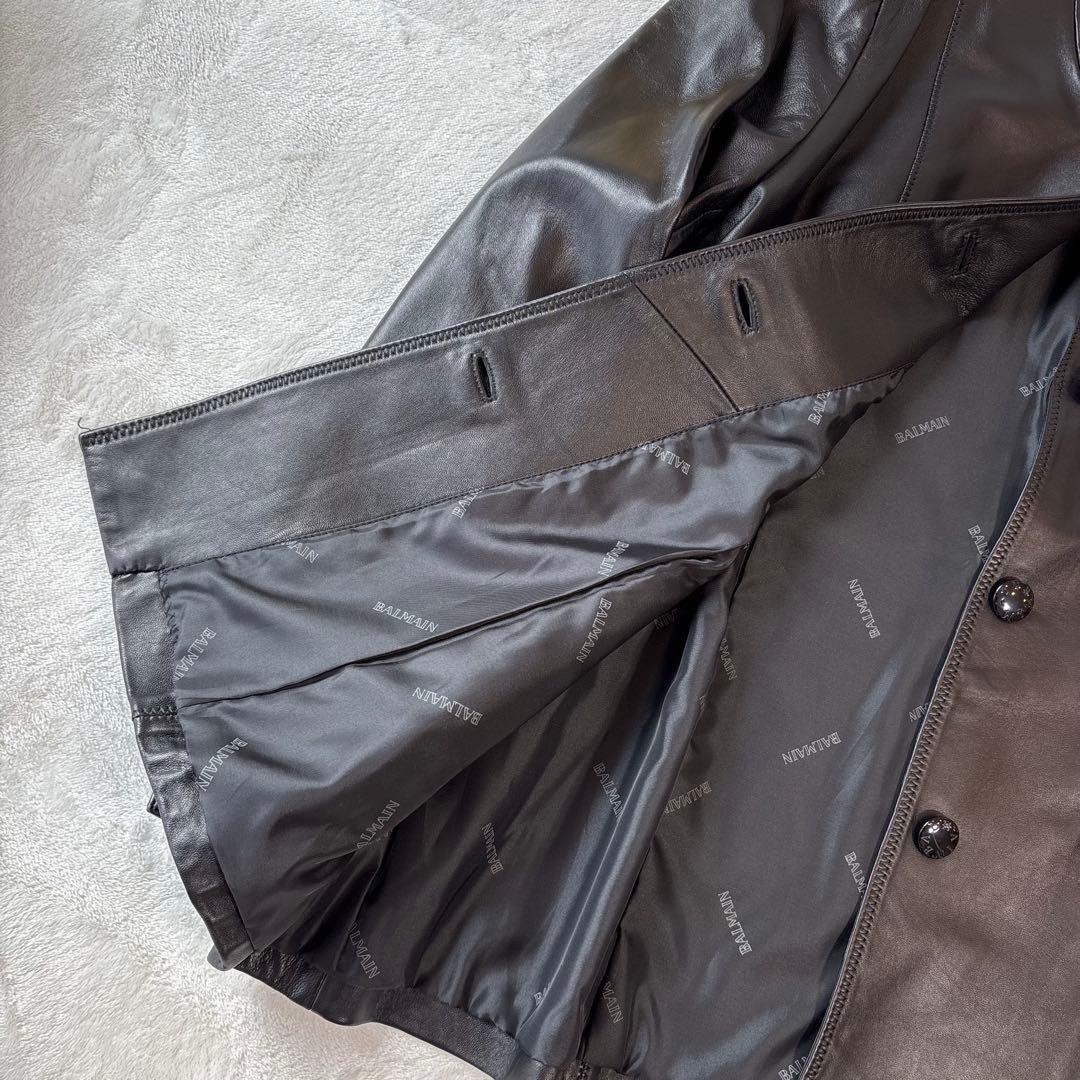 極美品✨BALMAN バルマン レザージャケット ブルゾン ラムレザー 17号
