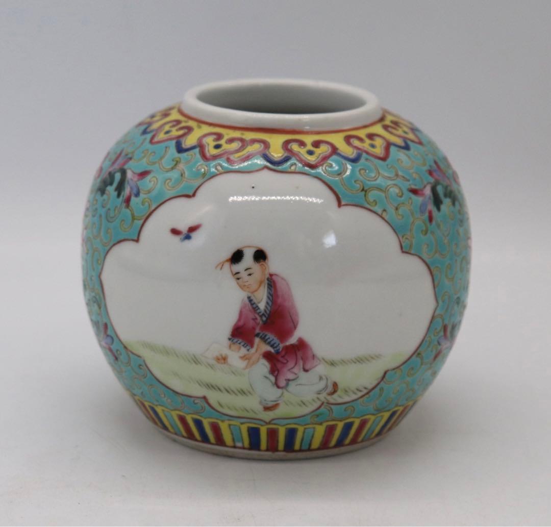 中国　1950年代　景徳鎮粉彩人物壺　送料込み0730
