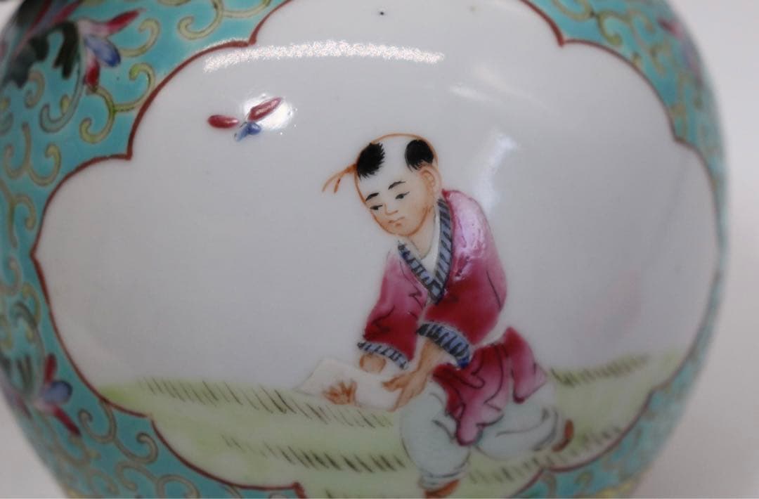 中国　1950年代　景徳鎮粉彩人物壺　送料込み0730