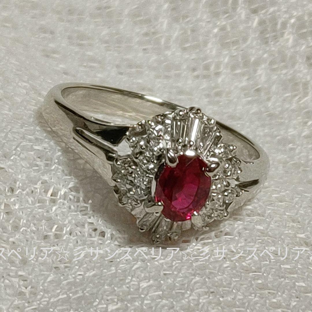 Pt900 ルビー0.65ctとダイヤ計0.24ctのクラシカルなリング