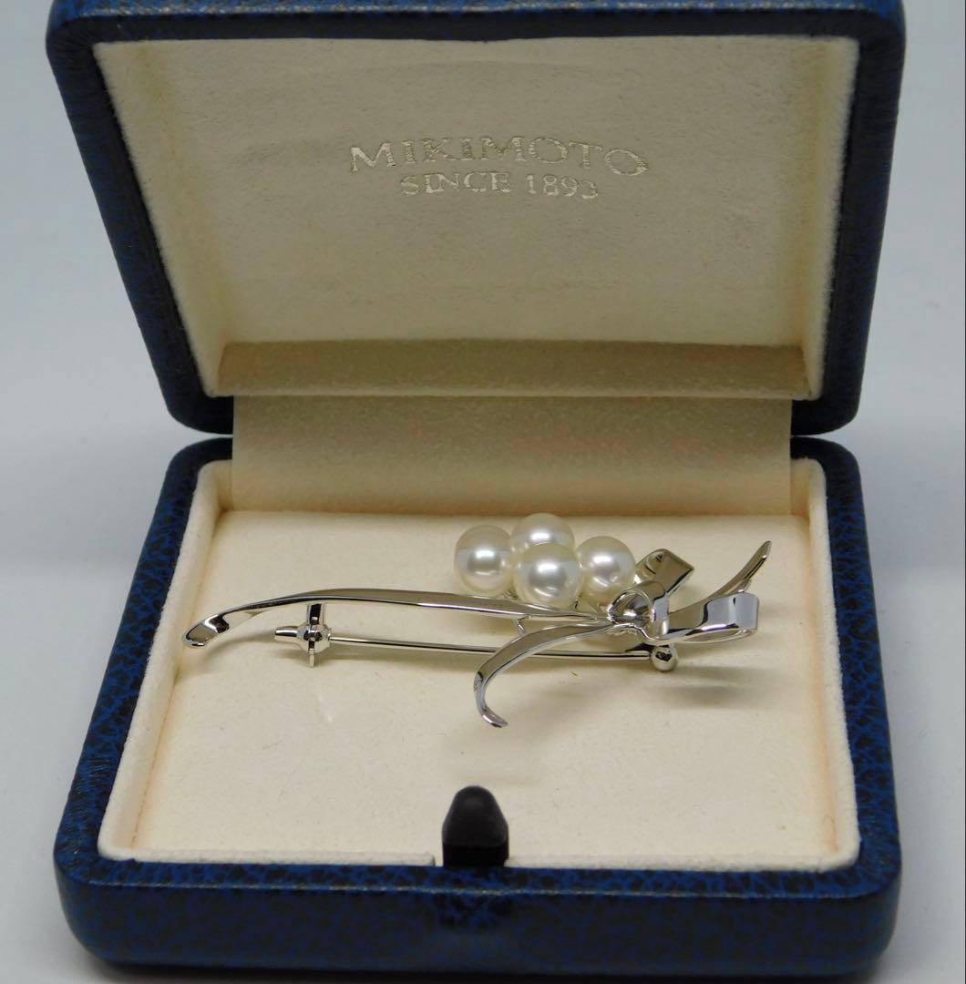 極美品 ミキモト ブローチ パール 5粒 皇室御用達　コサージュ　シルバー