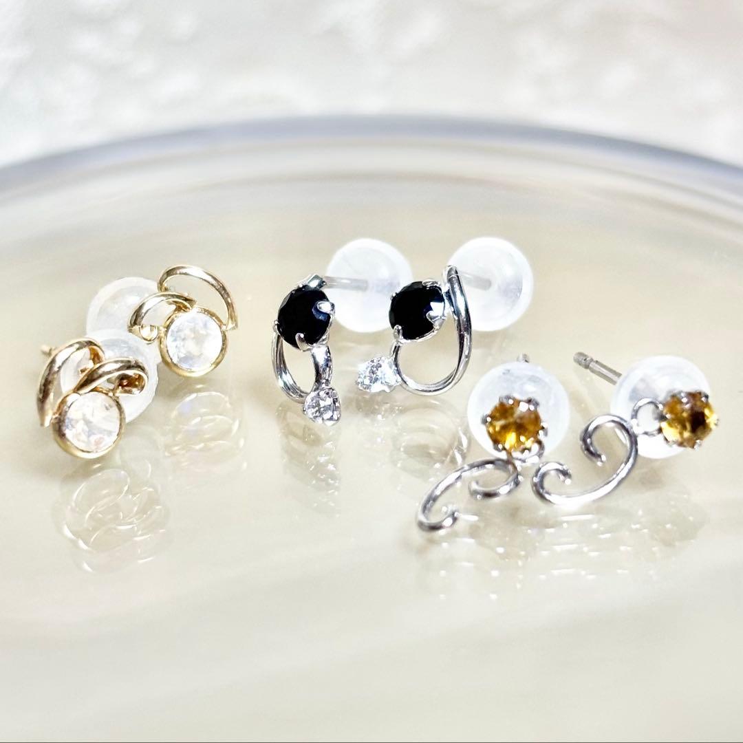 新品❣️k10 YG/WG キラキラなピアス 3点セット⑤