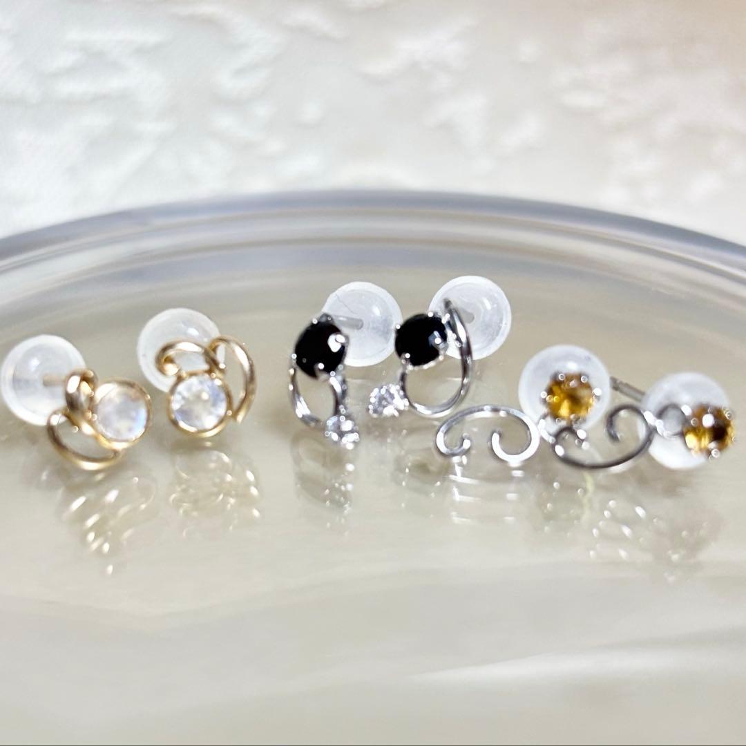新品❣️k10 YG/WG キラキラなピアス 3点セット⑤