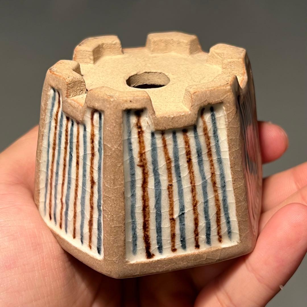 685.山石 額入六角鉢 盆栽鉢 植木鉢 6.7*7.5*4.9cm