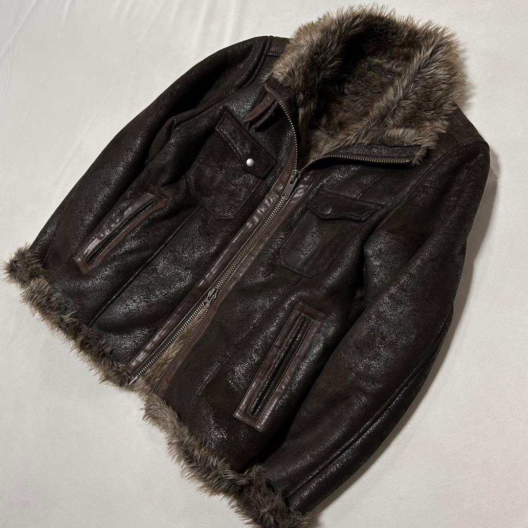 00s フェイクムートン ファー ライダース B3 トラッカージャケット お兄系