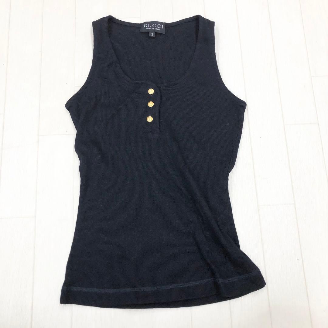 ま2〓 GUCCI グッチ ノースリーブ レディース S ダークネイビー