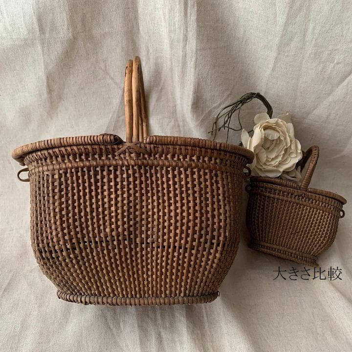 フランスアンティーク　バスケット　プッペンパニエ　大きなかご　ディスプレイ