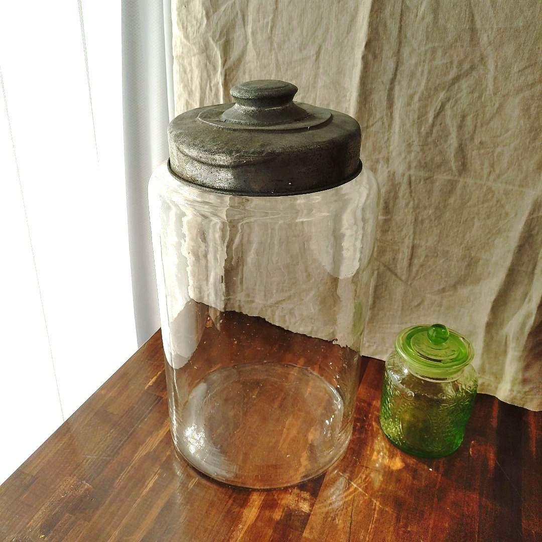 アンティーク レトロ ガラス瓶 特大 古い 気泡 菓子瓶 飴屋瓶 和硝子