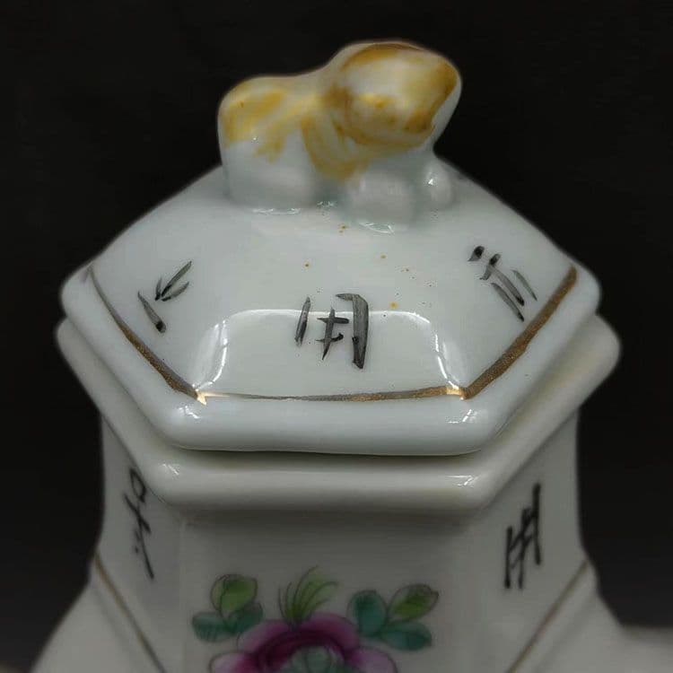 パステル仕女人物六方徳利 茶壺 景徳鎮 陶磁器 装飾品 現代工芸品 美術品 置物
